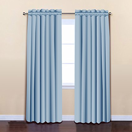 ALEKO Blue Color 52 x 84 Solid Thermal Insulated Blackout Curtain