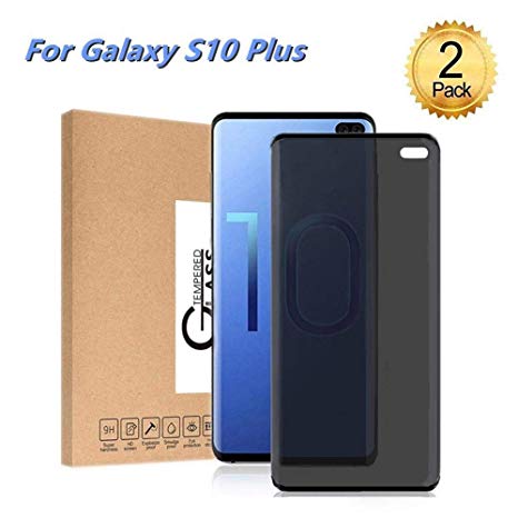 【2 PACK】Samsung Galaxy S10 Plus Privacy Screen Protector Tempered Glass,VIEE 3D Case Friendly 9H Anti Spy Invisible Glass Screen Protector For Galaxy S10 Plus(6.4inch)