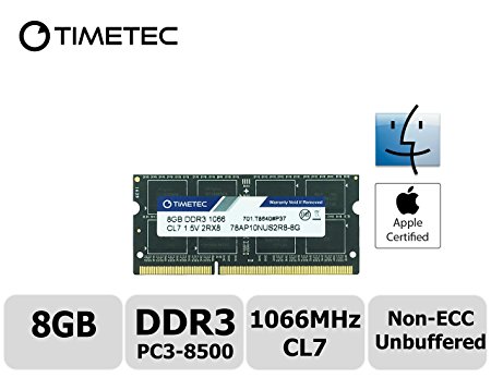 Timetec Hynix IC Apple 8GB DDR3 PC3-8500 1066MHz memory upgrade for MacBook 13-inch Mid 2010, MacBook Pro 13-inch Mid 2010, iMac 27-inch Late 2009, Mac Mini Mid 2010/Server (8GB)