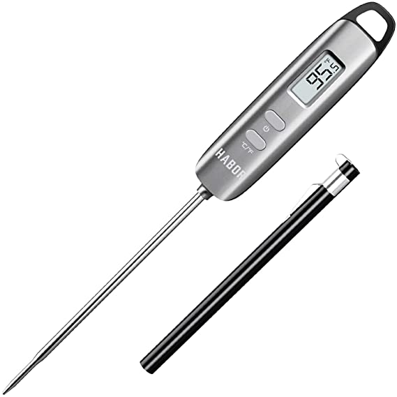 Homasy Meat Thermometer, Digital Cooking Instant Read and 4.7inch Probe for Kitchen Food, Accurate, °F/°C Button for Sugar, Yogurt, Milk, Water, BBQ, Grill, Jam, Turkey