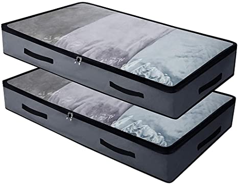 Soft Underbed Storage Containers with 4 Handles & Transparent Lid for Easy find,Durable Material, Foldable