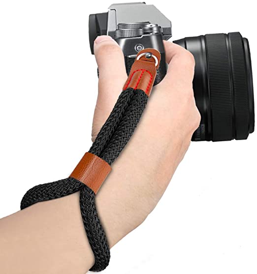 MoKo Camera Hand Wrist Strap, Cotton Adjustable Camera Hand Grip Strap Wristband Stability and Security for Fujifilm/Nikon/Canon/Sony/Olympus/Panasonic/SLR/DSLR Digital Cameras - Black