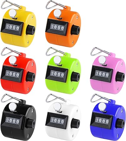 WINIT Handheld 4 Digit Number Counter Manual Mechanical Click Counter Tally Lap Tracker Manual Clicker for Lap/Sport/Coach/School/Event,Pack of 8