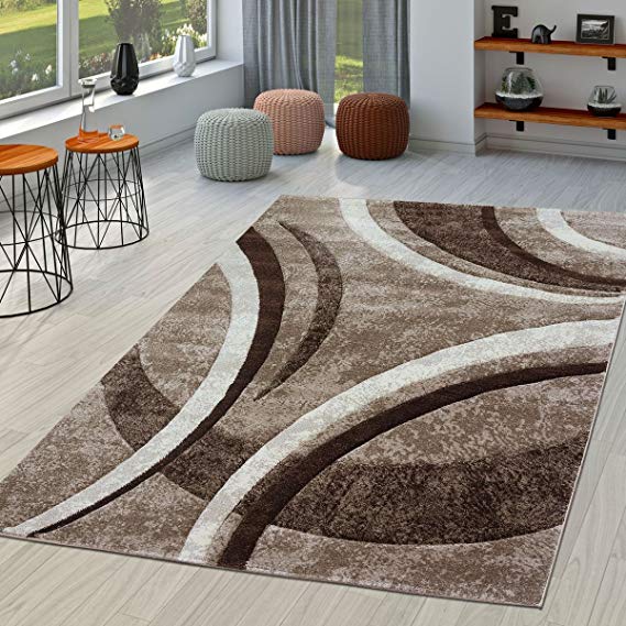 Living room rug with modern contour cut pattern in brown, beige, cream, Polypropylene, 160x230 cm