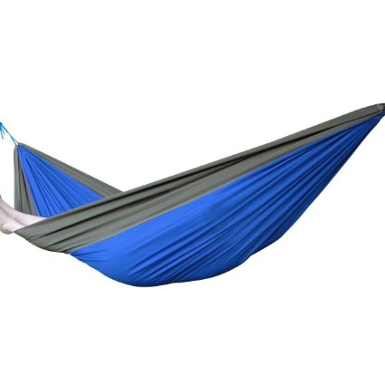 WoneNice Light Weight Outdoor Travel Camping Multifunctional Hammocks with Hanging Rope and Carabiners (Blue/Grey)