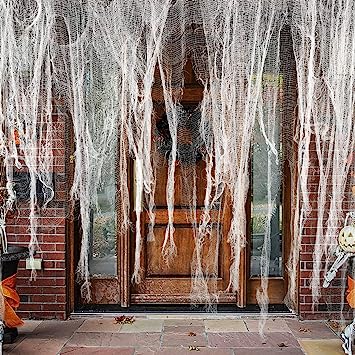 Watayo 500x39 Inch Large Size Halloween Spooky Cloth-Halloween White Scary Creepy Cloth-Windows Doorways Cover Gauze for Halloween Party Haunted House Decor