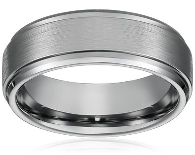 8MM Mens Titanium Ring Wedding Band with Flat Brushed Top and Polished Finish Edges