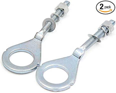 uxcell 2pcs 18mm Dia Hole Silver Tone Metal Chain Axle Adjuster Tensioner for Motorbike