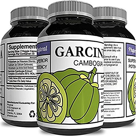 Pure Garcinia Cambogia Extract with 95% HCA Weight Loss Supplement - Natural Carb Blocker Diet Pills for Fast Fat Burn - Best Fast Acting Appetite Suppressant for Men & Women 60 Capsules - Phytoral