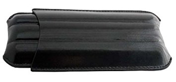 Black 3 cigar Travel Leather Case Holder