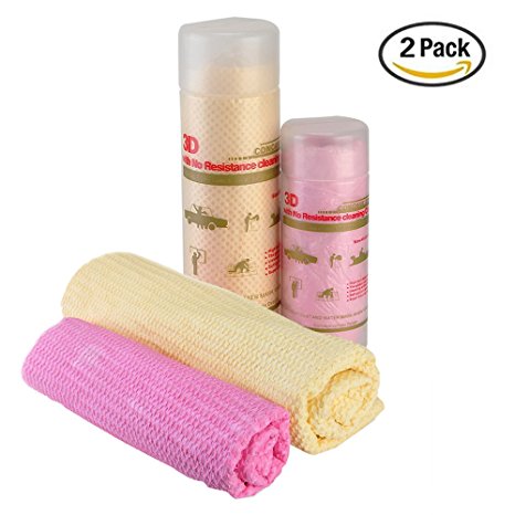 Synthetic Drying Chamois Towel Absorbent Car Cleaning Wash Cloth Lint Free - Yellow(26"x17")   Pink(17"x12.5")