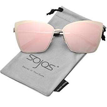 SOJOS Cateye Sunglasses for Women Fashion Mirrored Lens Metal Frame SJ1086