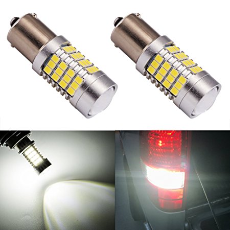 ENDPAGE 1156 1141 1003 7506 BA15S LED Bulb 2-pack, Xenon White 6000K, Extremely Bright, 54-SMD with Projector Lens, 10-30V, Work as Back Up Reverse Lights, Brake Tail Lights, Turn Signal Blinkers