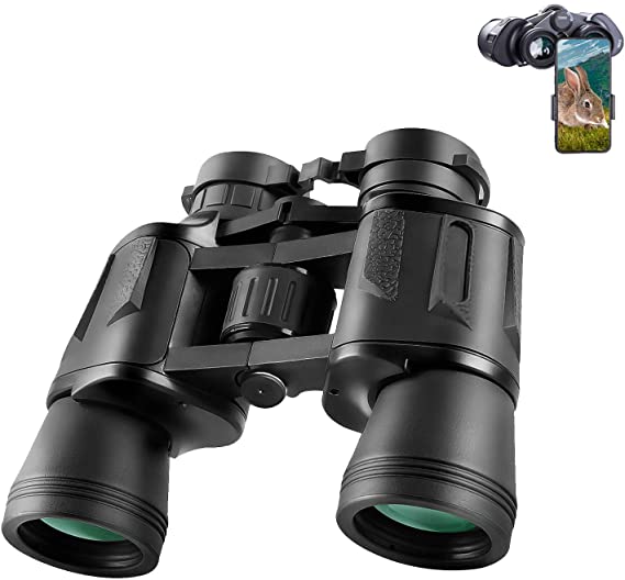 8x40 Binoculars for Bird Watching with Smartphone Adapter - Large Eyepiece Binoculars for Adults HD Binoculars for Hunting Hiking Sightseeing Golf Travel Concert Game with BAK4 Prism FMC Lens Black