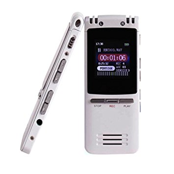 Steel Portable Rechargeable 660 Hours Recording Digital Audio Voice Recorder Dictaphone & Music Player with Built-in Loudspeaker, Schedule Recording & Voice Activated Recording Function, 8GB/white,Speed-JS® (Classic white)