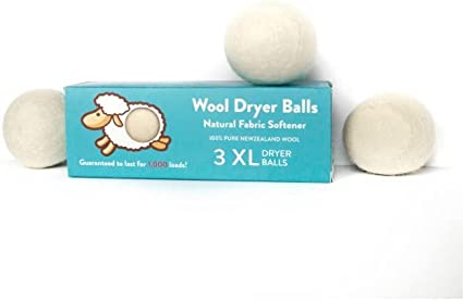 Simply Earth Wool Dryer Balls and Reusable Fabric Softener Balls - Natural Wool Balls for Less Wrinkle Clothes & Dry Sheets - Organic Dryer Balls Best for Babies with Sensitive Skin (3-Pack XL)