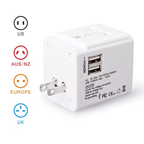 MOCREO Travel Charger Wall Charger Adapter Plug Built-in Dual USB Ports (White)