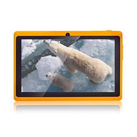 Haehne 7 Inch Android 4.4 Google Tablet PC 512MB DDR3 Allwinner A33 1.5GHz Quad-Core Capacitive Touch Screen Dual Cameras WiFi 8GB Yellow