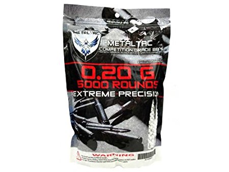 MetalTac Airsoft BBs .20g Perfect Grade High Precision 6mm BB Pellets (Bag of 5000 Rounds)