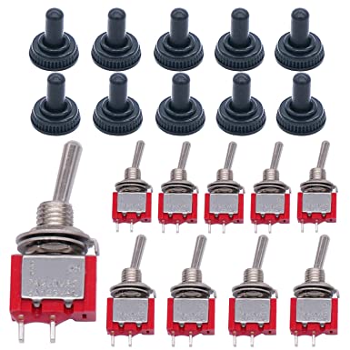 Twidec/10Pcs Mini Toggle Switch SPST 2 Position 2 Pins ON/Off AC 125V 5A with Waterproof Cap MTS-101MZ