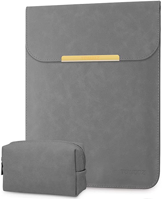 TOWOOZ Laptop Sleeve Case Compatible with 13-13.3 Inch MacBook Pro/MacBook Air 2016-2020 /iPad Pro 12.9 / Dell XPS 13/ Surface Pro X ,Faux Suede Leather Case (Dark Gray)