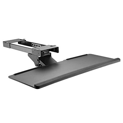 Allcam KBTUD02 Ergonomic Underdesk Keyboard Tray Shelf w/Wrist Rest, Swivel, Tilt & Height Adjustable