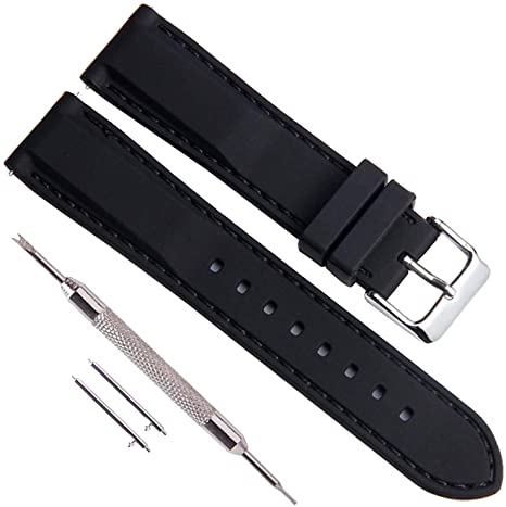 Straps Guy Soft Silicone Rubber Watch Band Strap with Quick Release Pins; 12 Colors; Sizes: 16mm, 18mm, 20mm, 22mm, 24mm