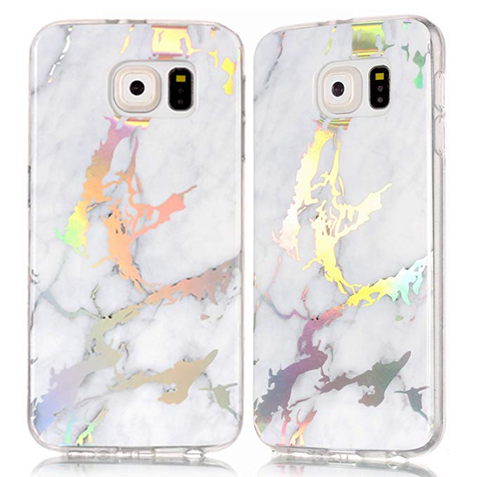 DAMONDY Galaxy S6 Case,Samsung S6 Case,3D Shiny Marble Glitter Ultra Thin Slim Back Skin Full Body Protective Soft TPU Rubber Bumper Case Phone Cover for Samsung Galaxy S6 G920-white