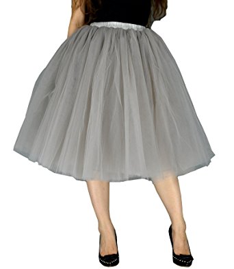 YSJ Women's Layered Tutu Tulle Midi/ Knee Length A Line Prom Party Skirt