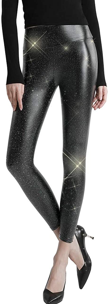 Ginasy Faux Leather Leggings Pants Stretchy High Waisted Tights for Women