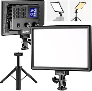 NEEWER NL-116AI Panneau lumineux vidéo LED de 9 pouces, lumière douce pour appareil photo reflex numérique à intensité variable avec mini trépied, batterie 4000 mAh, ports USB de type C, 3200 K ~ 5600