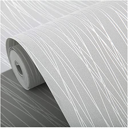 Blooming Wall:Non-Woven Classic Plain Stripe Moonlight Forest Wallpaper,20.8 In32.8 Ft=57 Sq ft Per Roll,Silver Grey
