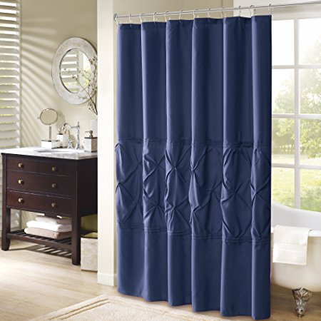 Comfort Spaces – Cavoy Shower Curtain – Navy – Tufted Pattern - 72x72 inches