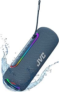 JVC Illuminated Portable Wireless Speaker with 20W max outputs, Dynamic Sound, Bluetooth 5.0, TWS Capability, USB-C, IPX5, AUX in, up to 5-Hour Battery Life - SPPA5BTA (Blue)