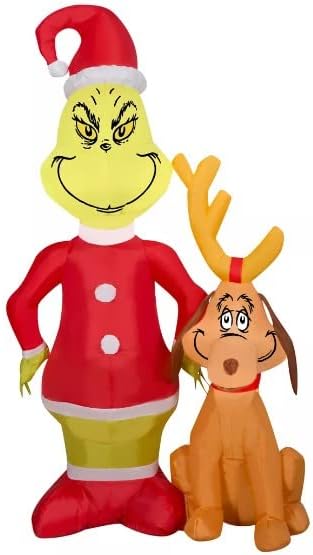 Holiday Accents Gemmy 4ft Tall Christmas Inflatable Grinch with His Dog Max Indoor/Outdoor Decoration 110429