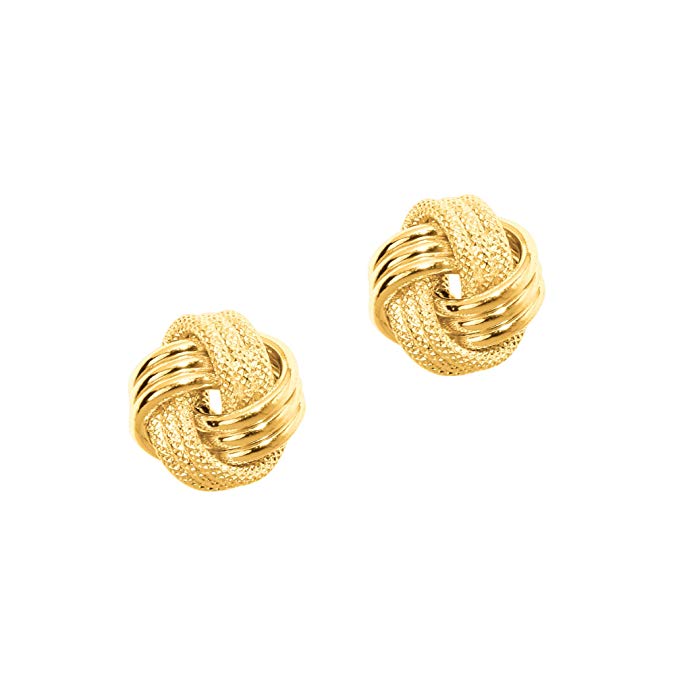JewelStop 14k Yellow Gold Love Knot Earrings - 9 mm, 1.3gr.