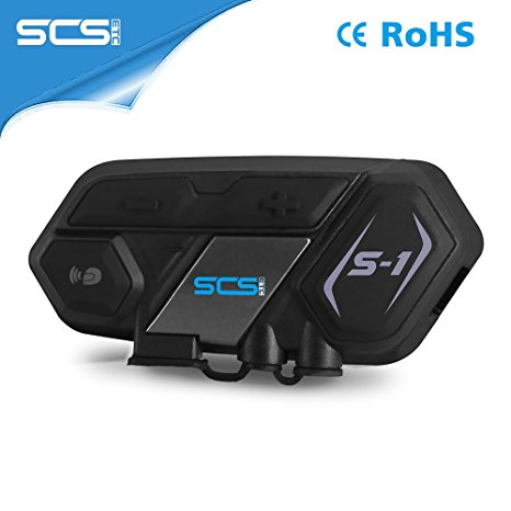 SCS ETC Motorcycle Bluetooth Headset Speakers Support Multiplayer Intercom Mode ( up to 6 Riders) for Full-face Helmets
