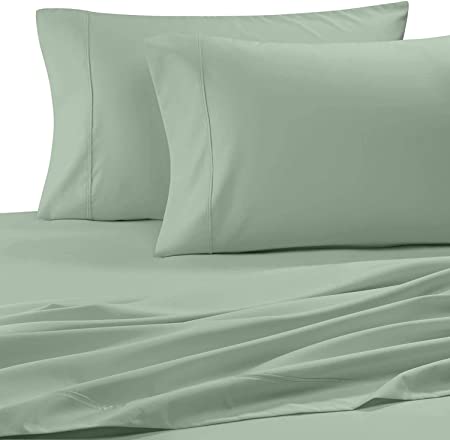 Ultimate Percale 400 Thread Count 100% Cotton Pillow Case Set, 2 Piece Set, Standard Size(20"x30") Pillowcases Percale Weave, 4" Zem Hem, Soft Finish, Crisp & Cool Pillowcase, Lt Green