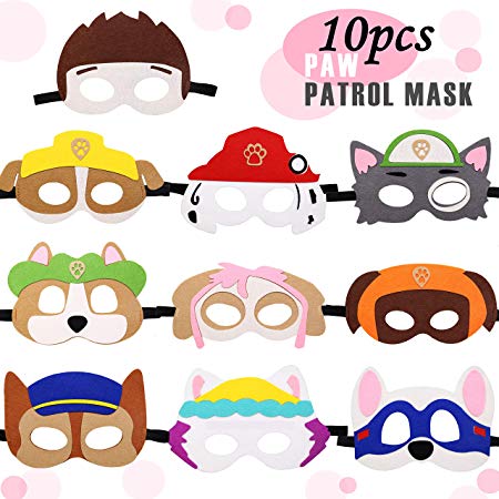 Paw Dog Patrol Toys Puppy Party Masks Birthday Cosplay Character Party Favors Supplies for Kids (Set of 10)