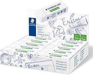 Staedtler PVC Free White Block Erasers, Latex-Free, Premium Quality, Pack of 20, 525 B20