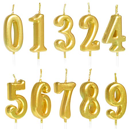 QYPRMX 10 PCS Cake Numeral Candles, Birthday Numeral Candles, Number 0-9 Glitter Cake Topper Decoration for Birthday Favor,Party Celebration