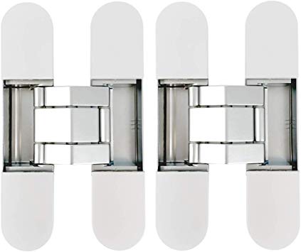 Alamic Invisible Hinges Concealed Door Hinge Heavy Duty Hidden Hinge Up to 132lbs 3-D Adjustable - Silver -1 Pair