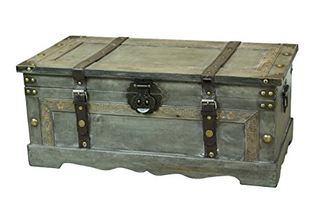 Rustic Gray Large Wooden Storage Trunk