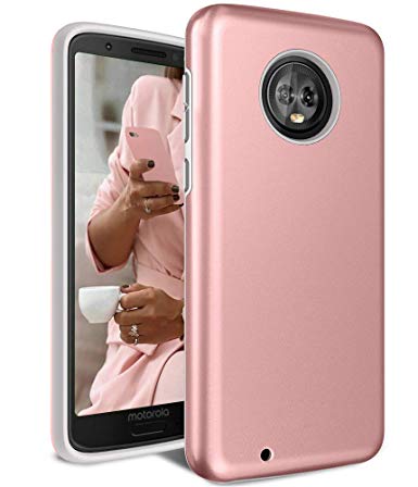 Moto G6 Case, Androgate [Pearl Series] Hybrid Matte Protective Back Cover Bumper Case for Motorola Moto G 6th Generation (2018), Pink Gold