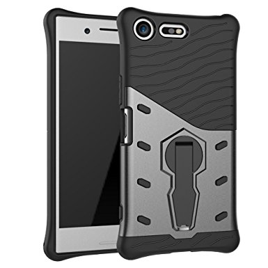 Sony Xperia XZ Premium Case SunRemex Rugged Armor with Full Body Protective and Resilient Shock Absorption and Kickstand Design for Sony Xperia XZ Premium(2017) (Black Grey)
