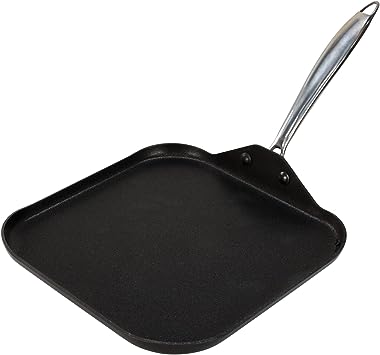 Vasconia - Urban 11" Square Griddle (Black) Oven & Dishwasher Safe - Aluminum Griddle Pan for Stove Tops - Premium Nonstick Griddle Pan & Fast-Cooling Handle – Oven & Grill Safe up to 475°F