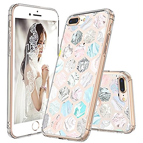 iPhone 7 Plus Case, iPhone 8 Plus Cover, MOSNOVO Geometric Hexagon Marble Clear Design Printed Transparent Case with TPU Bumper Protective Cover for iPhone 7 Plus (2016) / iPhone 8 Plus (2017)