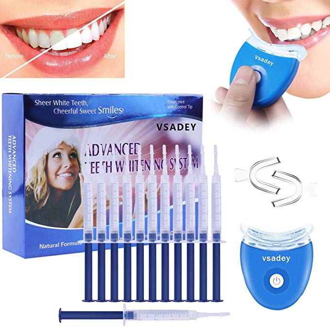 Vsadey Advanced Teeth Whitening Kit Tooth Whiten Gel Professional Home Bleaching Kit LED Whitening Device 12 pcs Dental Care Gel