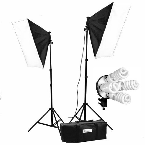 CanadianStudio 1600 W Video Photo Studio lighting Softbox light kit with 2 light stands, 8 5500K light bulbs, 2 softboxes and carrying case-FREE SHIPPING FROM CANADA