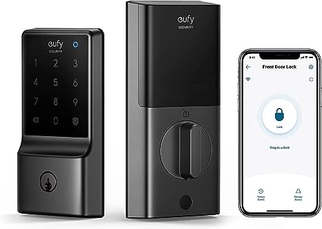 eufy security C210(E110) Smart Lock, 5-in-1 Keyless Entry Door Built-in WiFi Deadbolt, No Bridge Required, Easy Installation, Touchscreen Keypad, App Remote Control, BHMA Cert. Black (T8502)